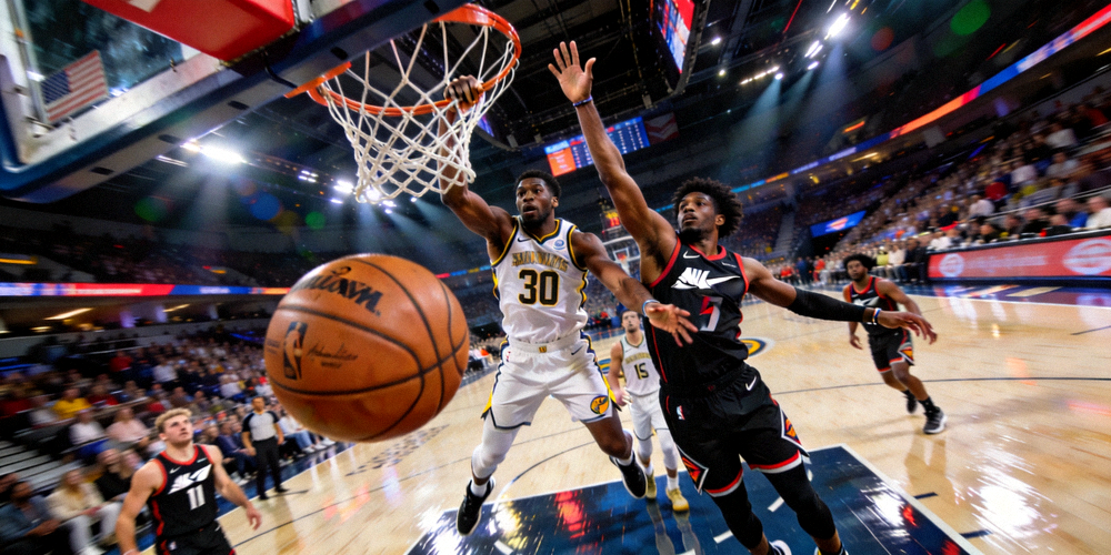 NBA篮球赛事高清直播画面展示球员精彩扣篮和比赛激烈对抗场景